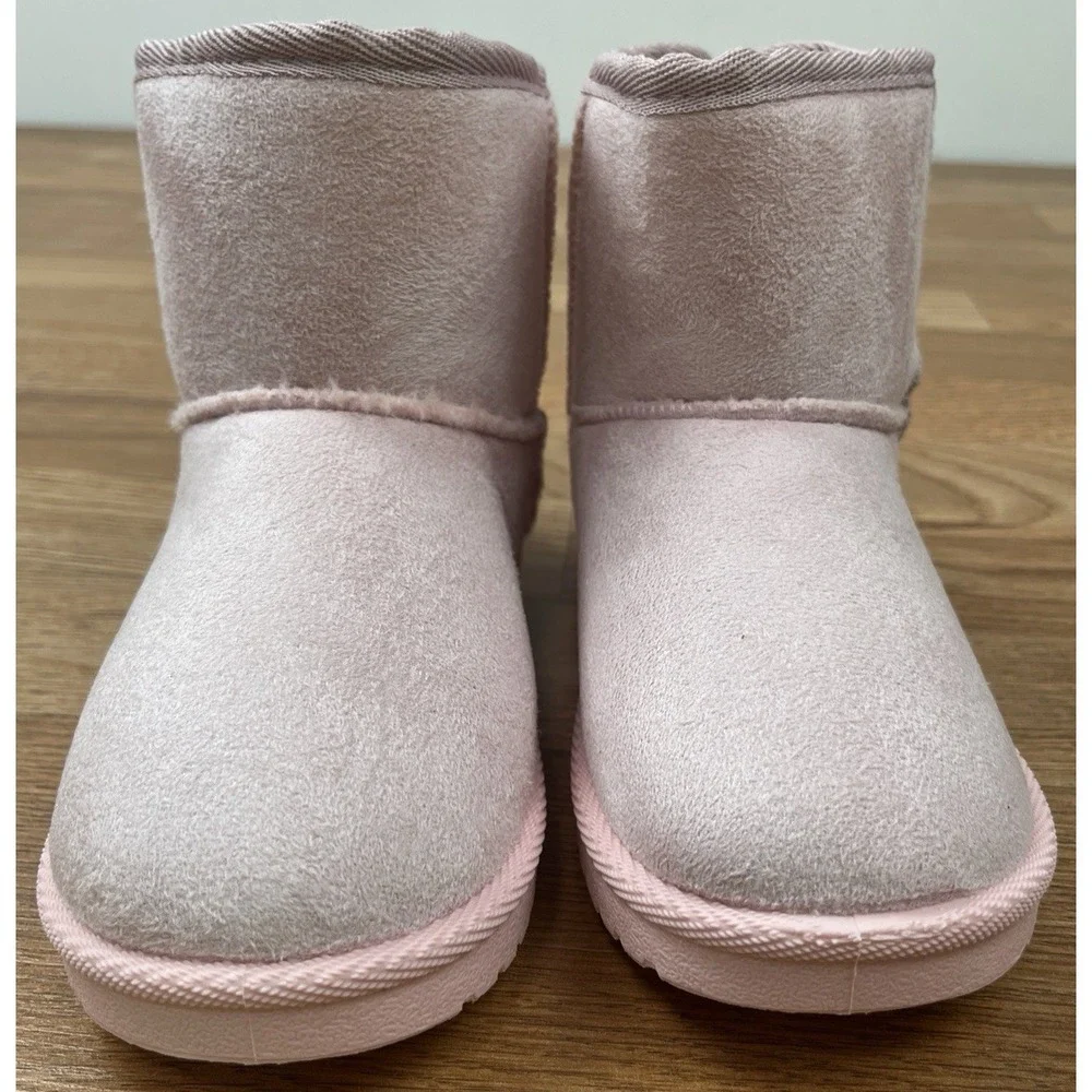 Olivia Miller Sparkle Butterfly Boots Pink, Big Girls Size 1 Faux Shearling NEW